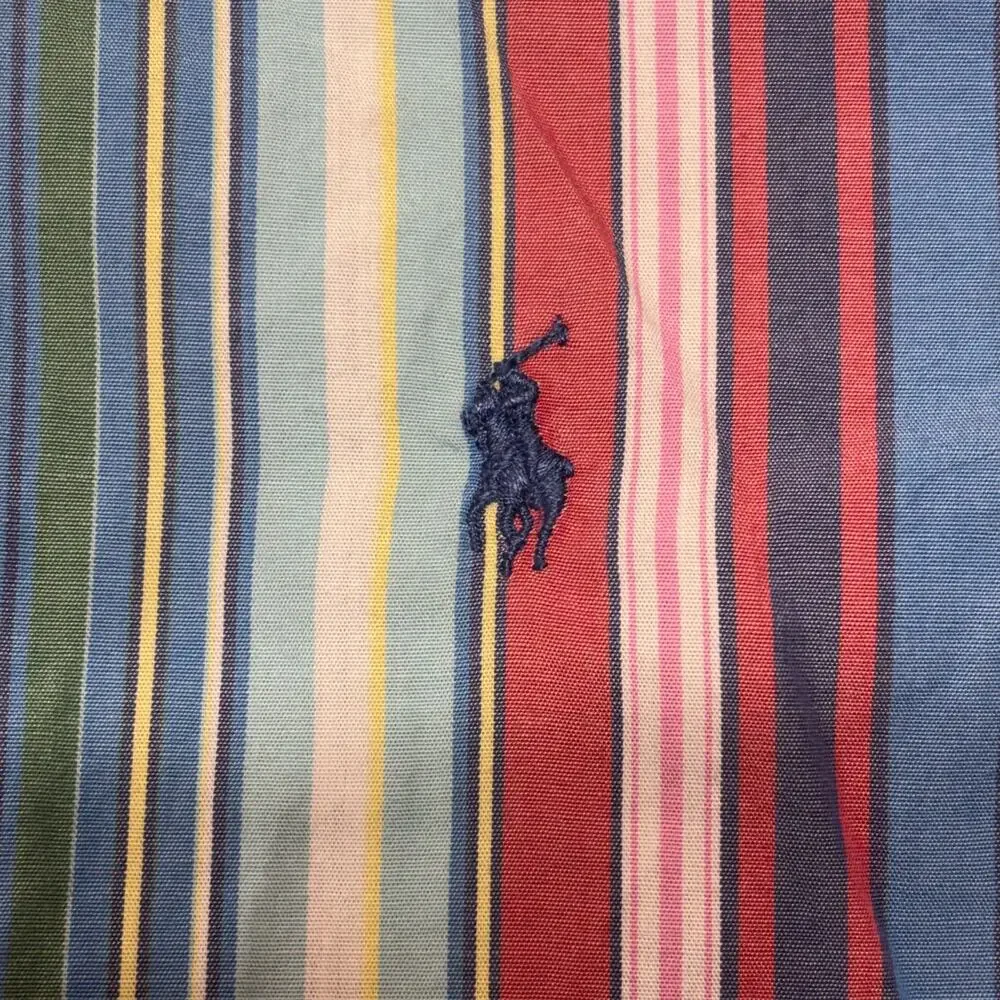 Vintage Ralph Lauren Shirt 7 Boys Multicolor Striped Button Down Pony Youth 90s
